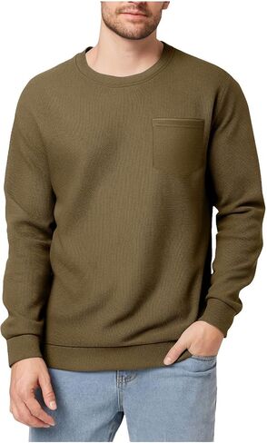 رجل خريف موضة 2026 الهراء متماسكة سترة طويلة الأكمام Crewneck بلوفر مغزول البلوز بلايز بلوزة فضفاضة غير رسمية in Kuwait