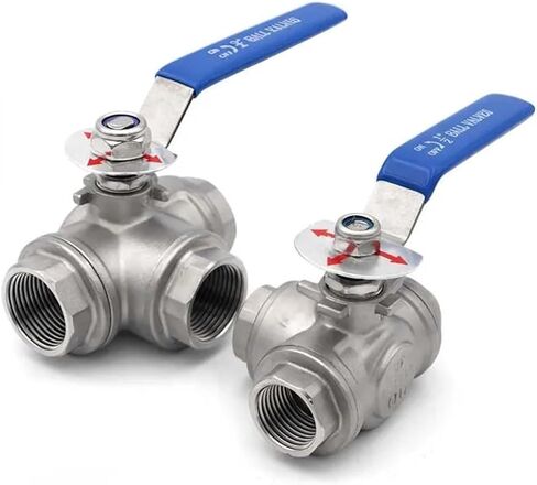 1pc 1-1/2" SS304 Stainless BSP Female Ball Valve L Type 3 Way Ball Valve Plumbing Fittings in Kuwait