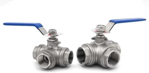 1pc 1-1/2" SS304 Stainless BSP Female Ball Valve L Type 3 Way Ball Valve Plumbing Fittings in Kuwait