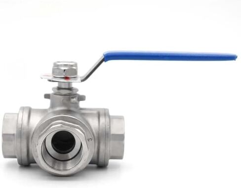 1pc 1-1/2" SS304 Stainless BSP Female Ball Valve L Type 3 Way Ball Valve Plumbing Fittings in Kuwait