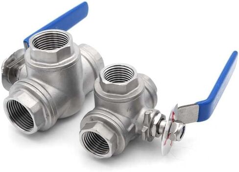 1pc 1-1/2" SS304 Stainless BSP Female Ball Valve L Type 3 Way Ball Valve Plumbing Fittings in Kuwait