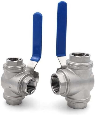 1pc 1-1/2" SS304 Stainless BSP Female Ball Valve L Type 3 Way Ball Valve Plumbing Fittings in Kuwait