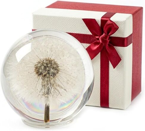 Dandelion Paperweight in Crystal – Real Preserved Dandelion, Symbol of Hope, Luck, or New Beginnings – Elegant Gift with Gift Box & Card (Dandelion, 2.6 in) in Saudi Arabia