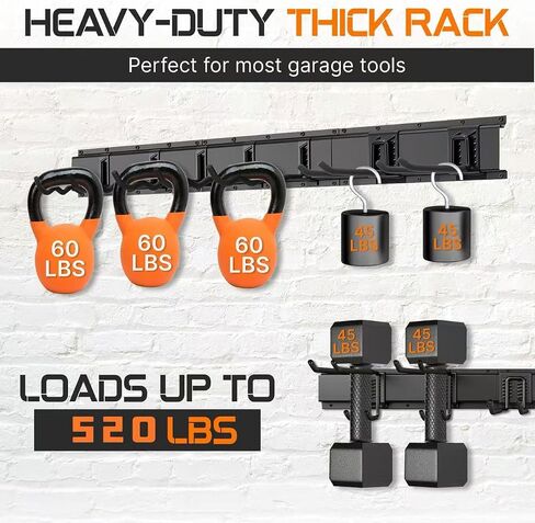 "48 Garage Tool Organizer Wall Mount - Heavy Duty 520lbs Metal Storage Rack, Easy Install Adjustable Hooks for Garden Tools Brooms in Kuwait