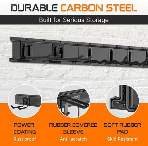 "48 Garage Tool Organizer Wall Mount - Heavy Duty 520lbs Metal Storage Rack, Easy Install Adjustable Hooks for Garden Tools Brooms in Kuwait