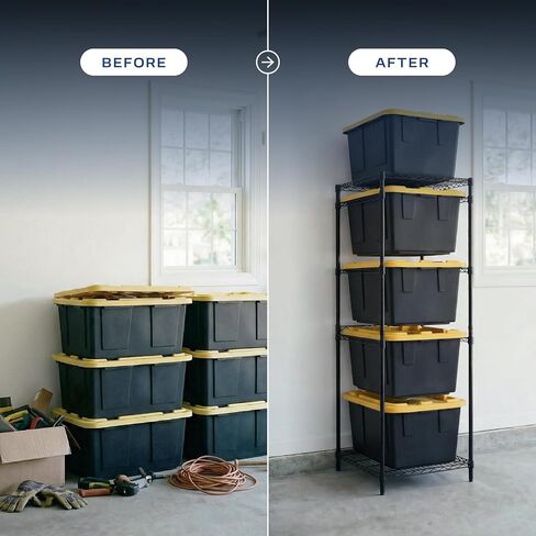 MonsterRAX 5-Tier Heavy Duty Garage Bin Storage Rack for 27-Gallon Totes. Industrial metal organization, 250lb capacity, NSF Certified. (Bins not included) (Black) in Kuwait