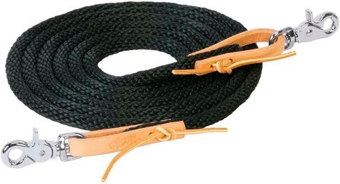Weaver Leather 35-205 Poly Roper Reins with Soft, Broken-In Feel, Golden Brown Leather, Water Loop Ends Attached with Leather Laces and Nickel Plated Scissor Snaps, 3/8 In x 10 Ft in Kuwait