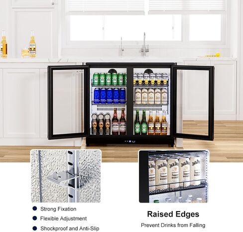 COTLIN 36 بوصة مبرد بار خلفي، ثلاجة مشروبات أسفل المنضدة مع زجاج منخفض E، ثلاجة مشروبات قائمة بذاتها، أرفف قابلة للتعديل، ثلاجة مشروبات للبيرة والنبيذ والصودا وETL وNSF معتمدة in Kuwait