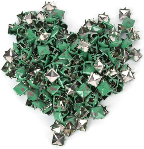 Generic Square Rivets Decorative Rivet Rivet Stud Fashionable Metal DIY for Hats Bags Shoes 9mm Pack of 200pcs (Red dots on Green Background) in Kuwait
