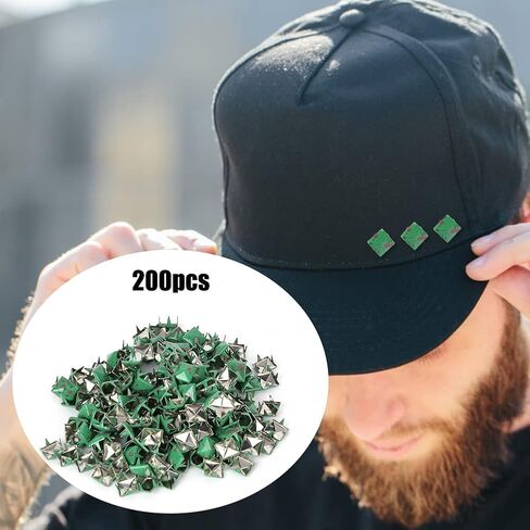 Generic Square Rivets Decorative Rivet Rivet Stud Fashionable Metal DIY for Hats Bags Shoes 9mm Pack of 200pcs (Red dots on Green Background) in Kuwait