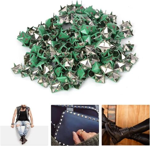 Generic Square Rivets Decorative Rivet Rivet Stud Fashionable Metal DIY for Hats Bags Shoes 9mm Pack of 200pcs (Red dots on Green Background) in Kuwait