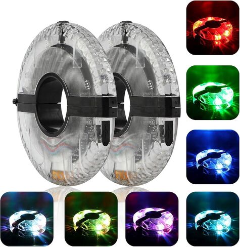 TAGVO Upgrade Cycling Hub Light - 7 LED 9 Colors 18 Images Waterproof USB Rechargeable Bike Wheel Lights - Spoke Safety and Magic Decoration Bicycle Accessories in Kuwait