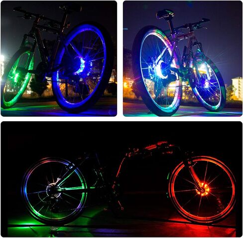 TAGVO Upgrade Cycling Hub Light - 7 LED 9 Colors 18 Images Waterproof USB Rechargeable Bike Wheel Lights - Spoke Safety and Magic Decoration Bicycle Accessories in Kuwait