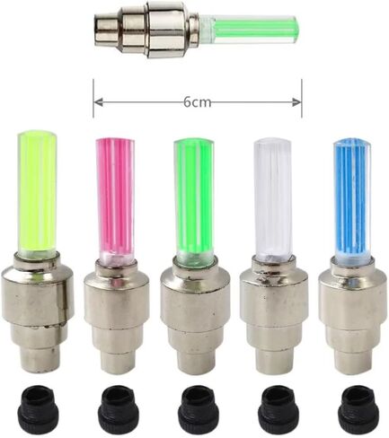 8 Pack Bike Bicycle Car Valve Stem Cap LED Light, Water Resistant Motorcycle Wheel Tire Light Lamp (Cylindrical, Green) in Kuwait