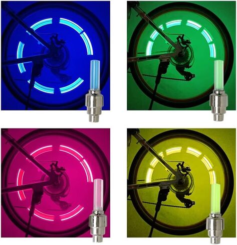 8 Pack Bike Bicycle Car Valve Stem Cap LED Light, Water Resistant Motorcycle Wheel Tire Light Lamp (Cylindrical, Green) in Kuwait