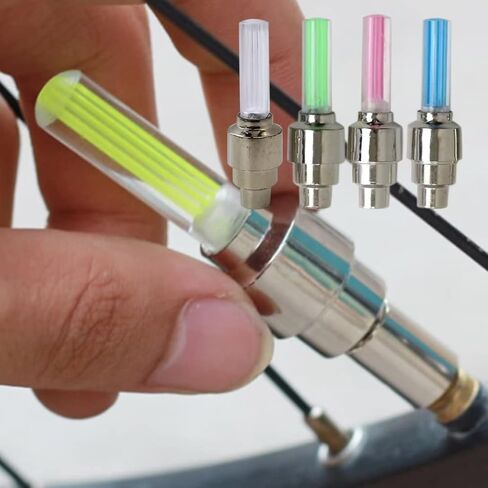 8 Pack Bike Bicycle Car Valve Stem Cap LED Light, Water Resistant Motorcycle Wheel Tire Light Lamp (Cylindrical, Green) in Kuwait