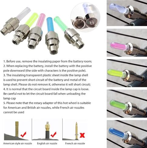 8 Pack Bike Bicycle Car Valve Stem Cap LED Light, Water Resistant Motorcycle Wheel Tire Light Lamp (Cylindrical, Green) in Kuwait