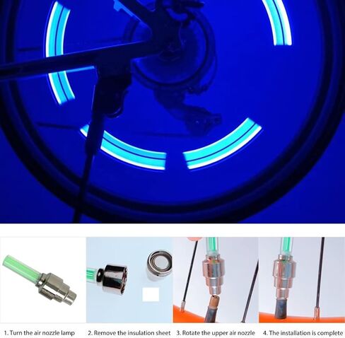 8 Pack Bike Bicycle Car Valve Stem Cap LED Light, Water Resistant Motorcycle Wheel Tire Light Lamp (Cylindrical, Green) in Kuwait