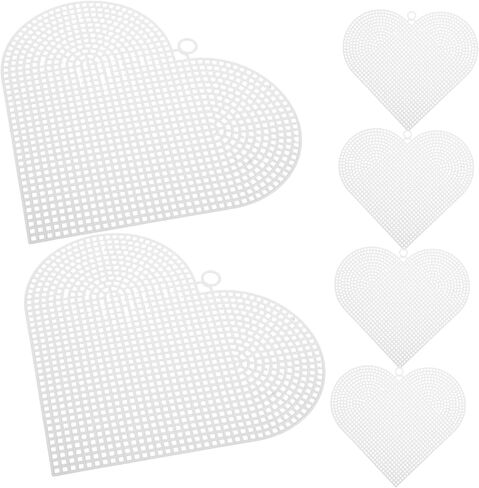 Uonlytech 6pcs Heart Shaped Mesh Canvas Sheets for Crafts Plastic for Handbags Crochet and Needlework Projects for Creative Embroidery Designs in Kuwait
