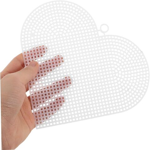 Uonlytech 6pcs Heart Shaped Mesh Canvas Sheets for Crafts Plastic for Handbags Crochet and Needlework Projects for Creative Embroidery Designs in Kuwait