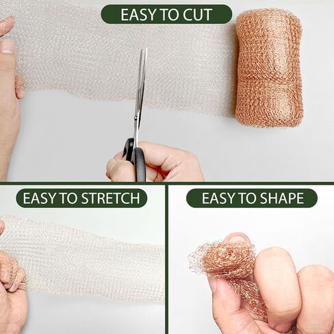 10m Copper Mesh for Rodent Control, Pure Copper Wire Mesh Roll, Rustproof Double Layer Exclusion Barrier for Hole Blocking (33ft Length)​ in Kuwait