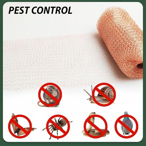 10m Copper Mesh for Rodent Control, Pure Copper Wire Mesh Roll, Rustproof Double Layer Exclusion Barrier for Hole Blocking (33ft Length)​ in Kuwait