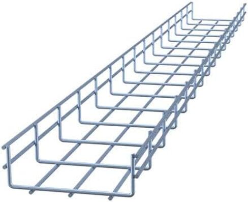 Wire Mesh Cable Tray, Electro Zinc Plated, Silver Steel, 1.97 x 5.91 x 59.06 inch, 2-Pack in Kuwait