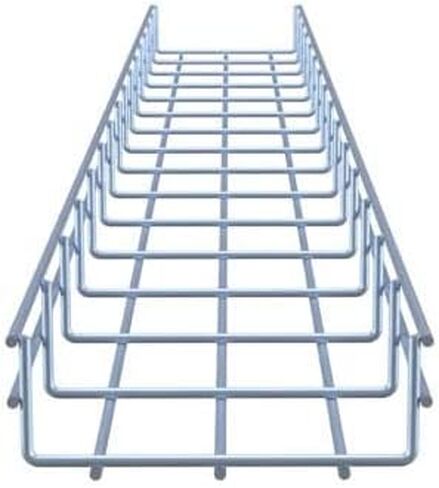 Wire Mesh Cable Tray, Electro Zinc Plated, Silver Steel, 1.97 x 5.91 x 59.06 inch, 2-Pack in Kuwait