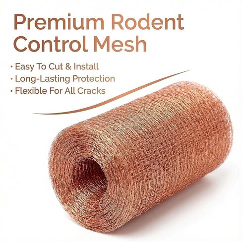 1-Pack Pure Copper Mesh Roll, Heavy Duty Rodent Control Mesh, Excluder Mesh for Rodents, Copper Wool for Blocking Holes, for Sealing Cracks, Gaps, Vents, and Protecting Garden Plants (5in x 33ft) in Kuwait