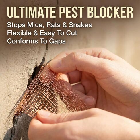 1-Pack Pure Copper Mesh Roll, Heavy Duty Rodent Control Mesh, Excluder Mesh for Rodents, Copper Wool for Blocking Holes, for Sealing Cracks, Gaps, Vents, and Protecting Garden Plants (5in x 33ft) in Kuwait