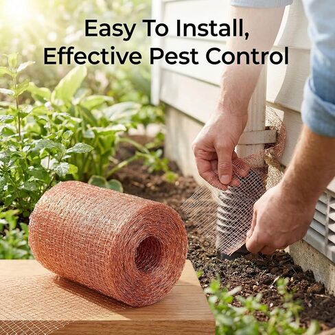 1-Pack Pure Copper Mesh Roll, Heavy Duty Rodent Control Mesh, Excluder Mesh for Rodents, Copper Wool for Blocking Holes, for Sealing Cracks, Gaps, Vents, and Protecting Garden Plants (5in x 33ft) in Kuwait
