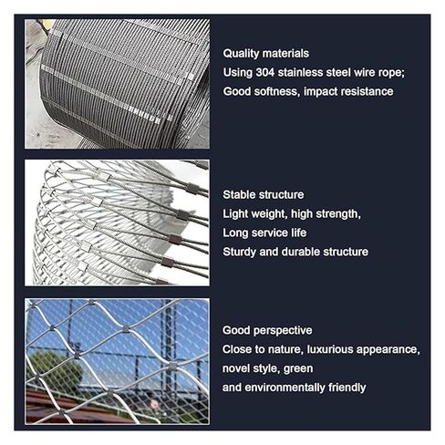 Stair Safety Mesh Stainless Steel Cable Wire Rope Netting 304 Hard and Heat Resisting Metal Guardrail Net Plant Climbing(1.2x3m/3.9x9.9ft) in Kuwait