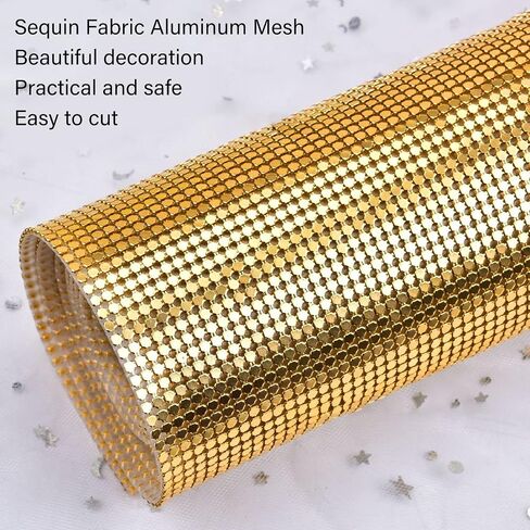 Gold Color Sequin Fabric Aluminum Metal Mesh Clothing Aluminum Mesh for Shoes Bag Decorating in Kuwait