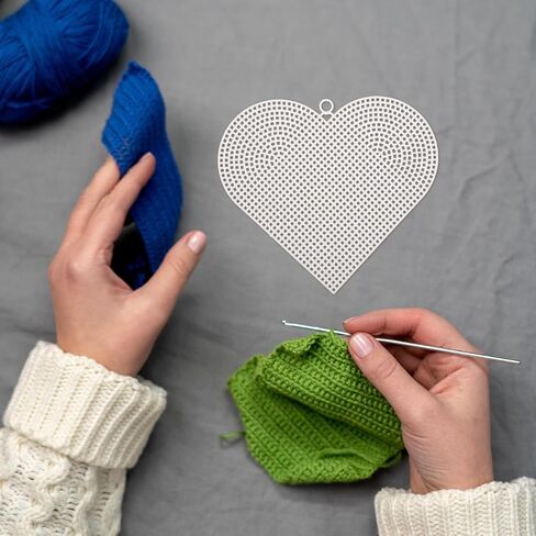 TEHAUX Heart-Shaped Plastic Canvas Sheets (6 pcs, 6.7×6.1 in) – Flexible & Tear-Resistant Mesh for Crochet Bag Making, Embroidery & Cross Stitch – for DIY Crafters, Beginners & Valentine’s Day Project in Kuwait