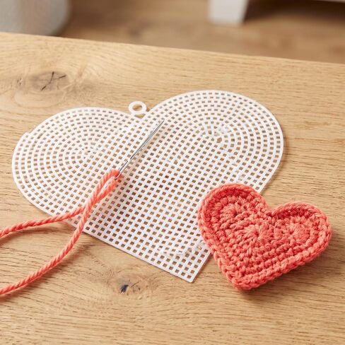 TEHAUX Heart-Shaped Plastic Canvas Sheets (6 pcs, 6.7×6.1 in) – Flexible & Tear-Resistant Mesh for Crochet Bag Making, Embroidery & Cross Stitch – for DIY Crafters, Beginners & Valentine’s Day Project in Kuwait