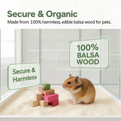 Chew Blocks Toys Balsa Wood Natural Chew Blocks for Hamster Chinchilla Guinea Pig,Molar Treats Snack for Small Animals Teeth Care for 16 Pack (40x40x40mm) in Kuwait