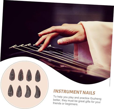 8 قطعة منحنى مريح Guzheng الأظافر وهمية الأظافر وهمية لممارسة Guzheng حماة الاصبع سلسلة أدوات أداة in Kuwait