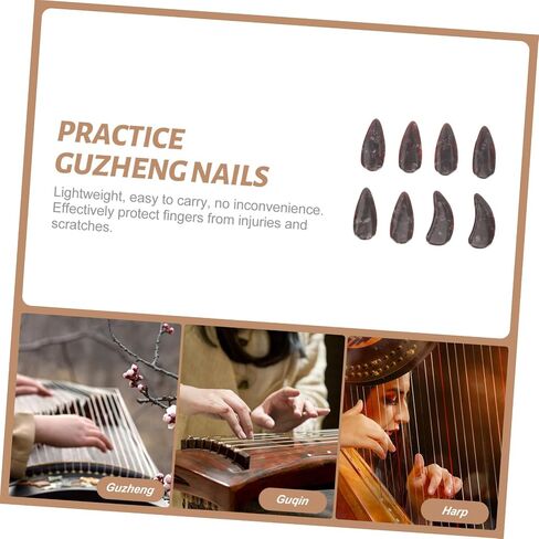 8 قطعة منحنى مريح Guzheng الأظافر وهمية الأظافر وهمية لممارسة Guzheng حماة الاصبع سلسلة أدوات أداة in Kuwait