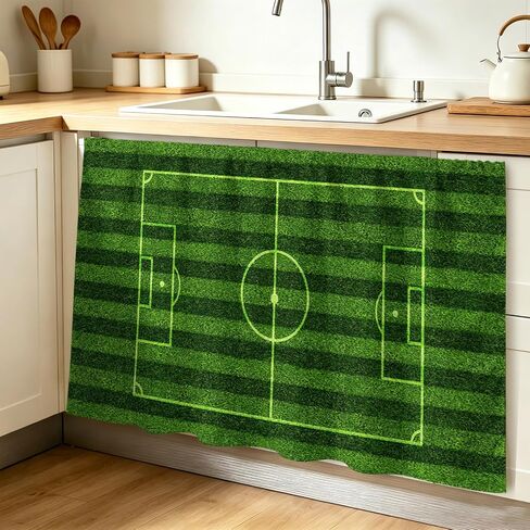 Kitchen Cabinet Curtains Green Football Field Sink Skirt for Bathroom Modern Balls Sport Games Match Dishwasher Curtain Cover Under Desk Curtain Skirt Privacy Drape for Classroom Laundry Room 28"x51" in Kuwait