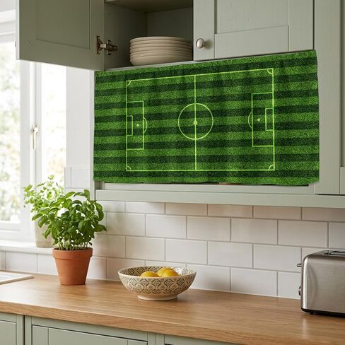 Kitchen Cabinet Curtains Green Football Field Sink Skirt for Bathroom Modern Balls Sport Games Match Dishwasher Curtain Cover Under Desk Curtain Skirt Privacy Drape for Classroom Laundry Room 28"x51" in Kuwait