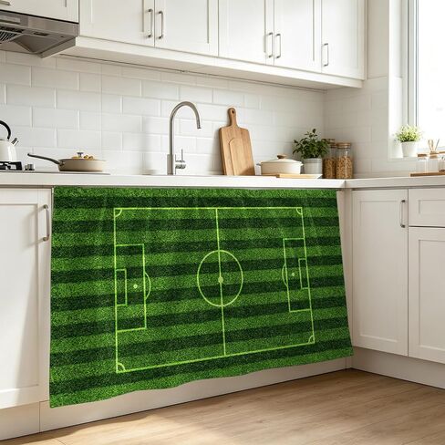 Kitchen Cabinet Curtains Green Football Field Sink Skirt for Bathroom Modern Balls Sport Games Match Dishwasher Curtain Cover Under Desk Curtain Skirt Privacy Drape for Classroom Laundry Room 28"x51" in Kuwait