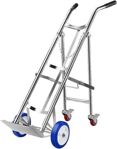 304 Stainless Steel Mobile Gas Cylinder Storage Rack, Foldable Cylinder Cart with Wheels & Handle for Factory, Hospital, Home - Durable & Portable Gas Cylinder Holder in Kuwait