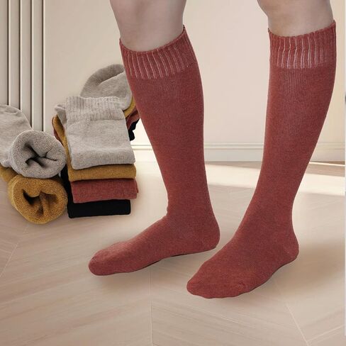 4 Pairs Women's Winter Warm Knee High Socks Extra Cotton Thermal Boot Stockings for Ski Cold Weather in Saudi Arabia