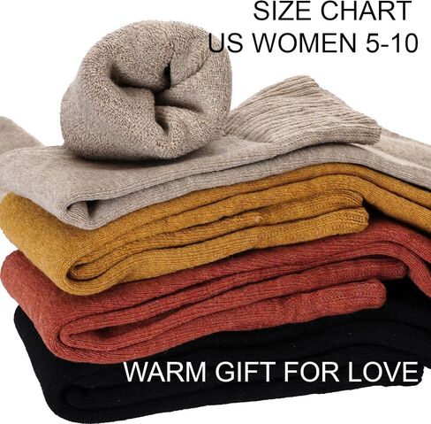 4 Pairs Women's Winter Warm Knee High Socks Extra Cotton Thermal Boot Stockings for Ski Cold Weather in Saudi Arabia