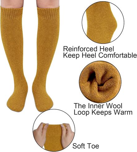 4 Pairs Women's Winter Warm Knee High Socks Extra Cotton Thermal Boot Stockings for Ski Cold Weather in Saudi Arabia