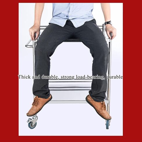 Movable Hand Trucks Lab Serving Cart,Lab Cart,Mobile Trolley,Stainless Steel Rolling Cart Two-Story Lab Cart with Two Drawers,with Universal Wheel,for Lab Equipment,Max L, in Kuwait
