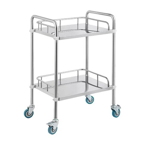Stainless Steel Rolling Cart with Lockable Wheels, 2 Shelf Lab Cart for in Kuwait