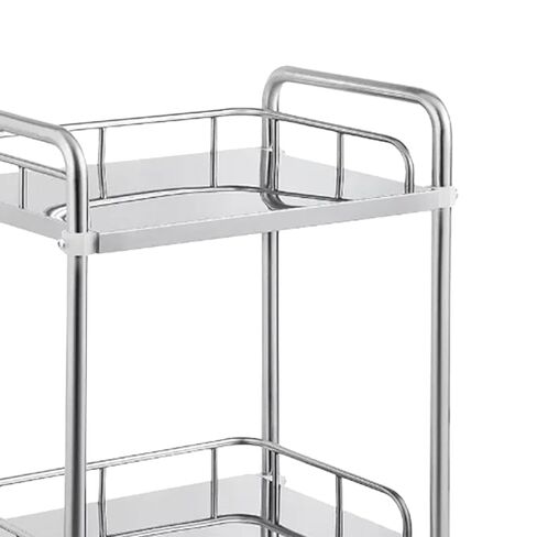 Stainless Steel Rolling Cart with Lockable Wheels, 2 Shelf Lab Cart for in Kuwait