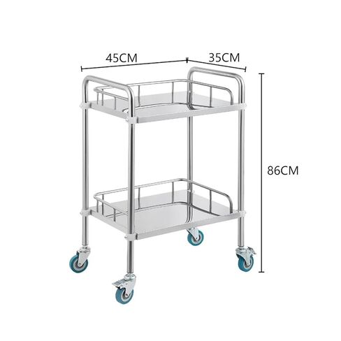 Stainless Steel Rolling Cart with Lockable Wheels, 2 Shelf Lab Cart for in Kuwait