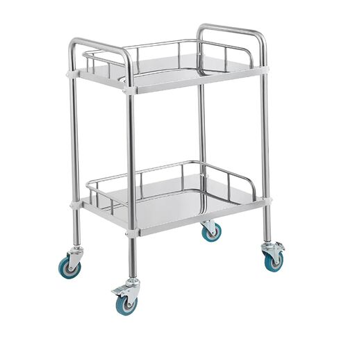 Stainless Steel Rolling Cart with Lockable Wheels, 2 Shelf Lab Cart for in Kuwait